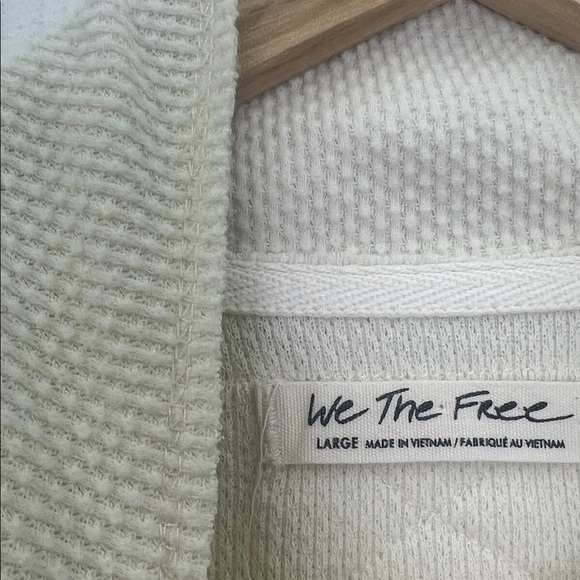 Free People - We The Free Made Of Dreams Ivory Thermal Half Button Blouse Large - Picture 11 of 13
